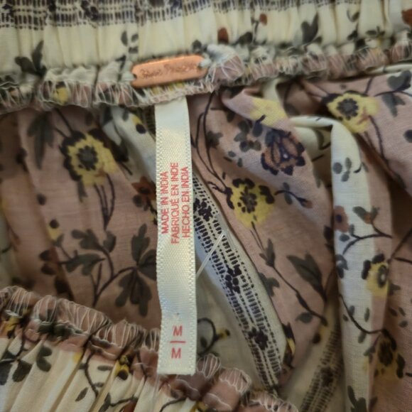 FREE PEOPLE Vintage Lover Cotton Top Medium Womens Tunic Floral Boho Peasant NEW - Picture 3 of 13